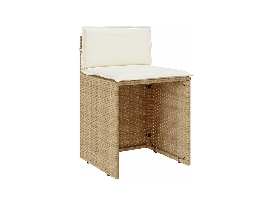 Ensemble de bistro 3 pcs avec coussins beige résine tressée