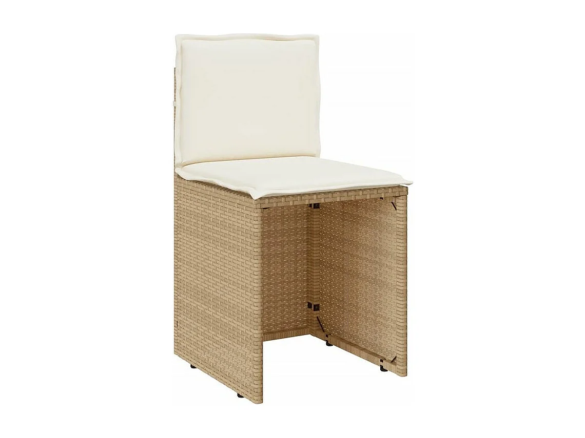 Ensemble de bistro 3 pcs avec coussins beige résine tressée