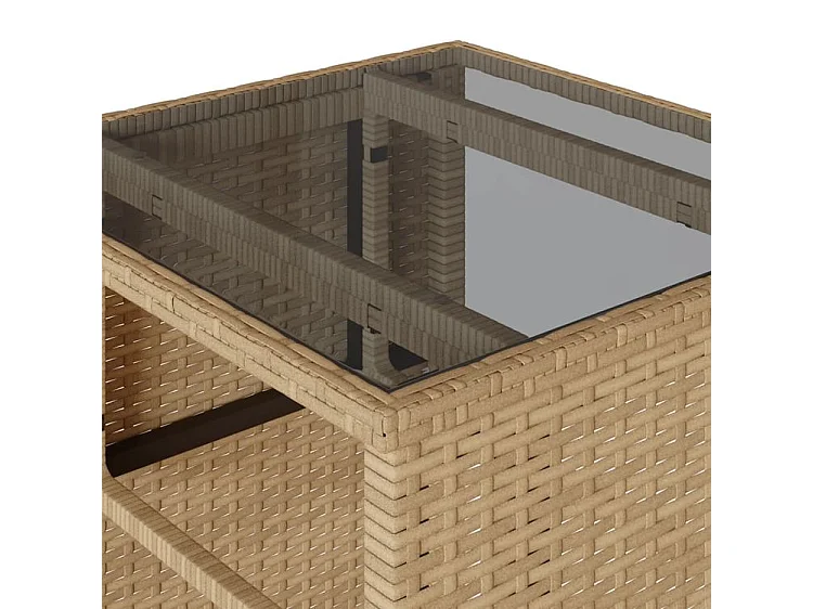 Ensemble de bistro 3 pcs avec coussins beige résine tressée