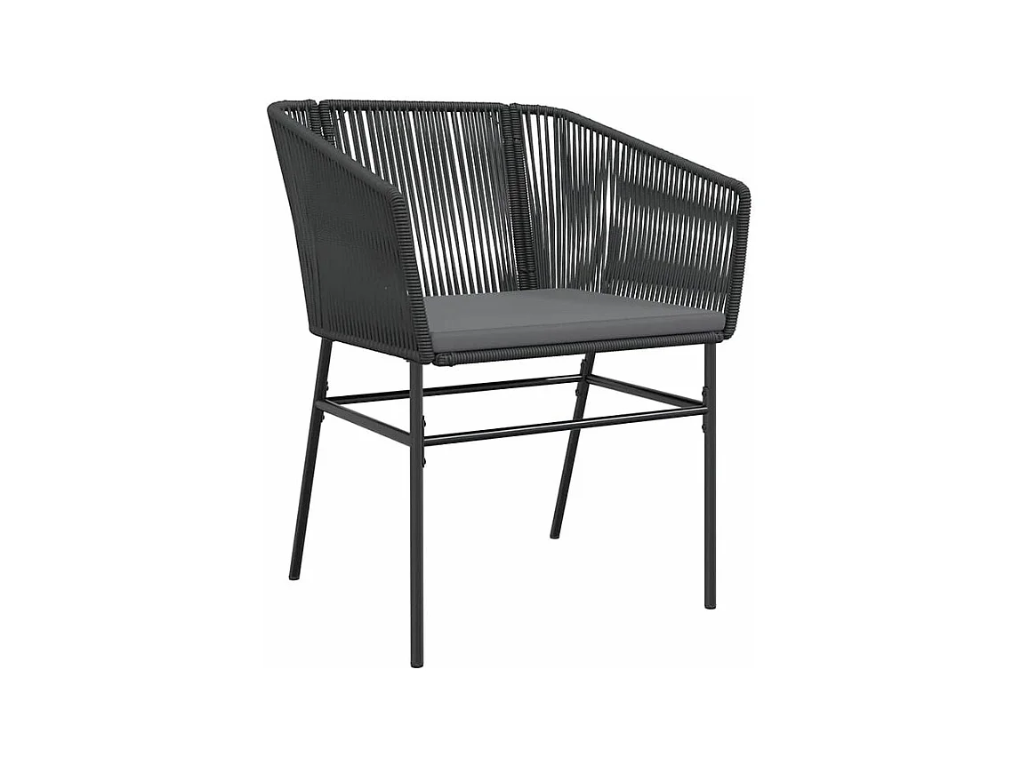 Ensemble à manger de jardin et coussins 5 pcs noir rotin verre