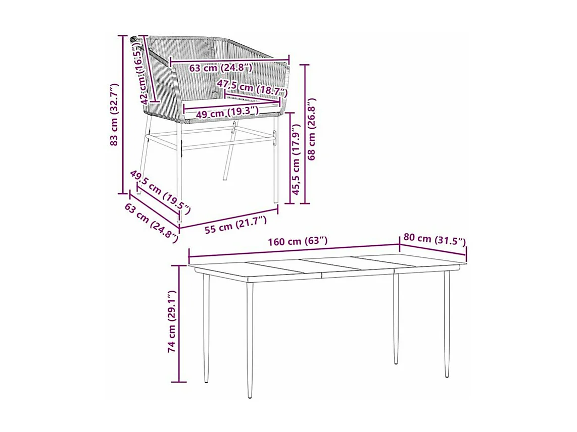 Ensemble à manger de jardin et coussins 5 pcs noir rotin verre