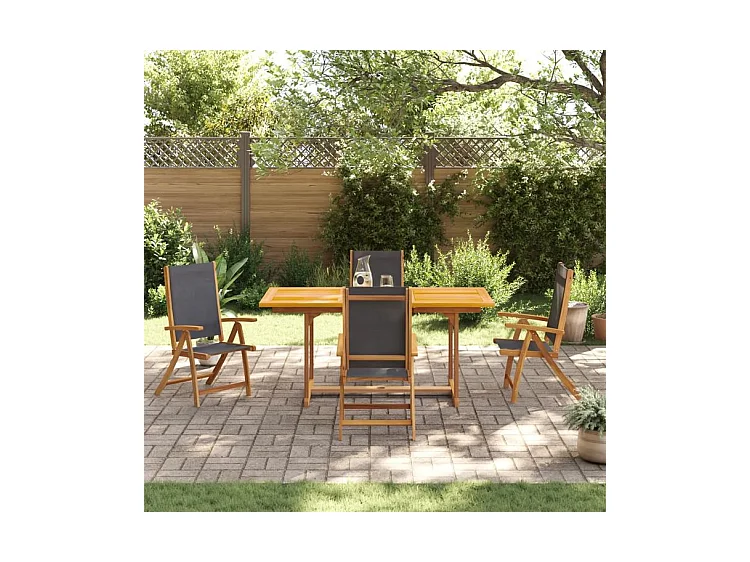Ensemble à manger de jardin 7pcs bois d'acacia solide textilène