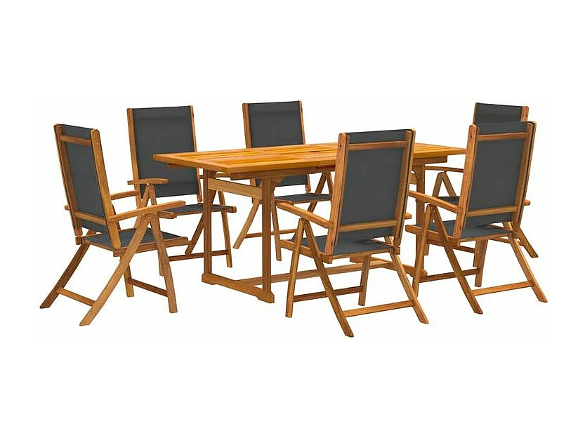 Ensemble à manger de jardin 7pcs bois d'acacia solide textilène
