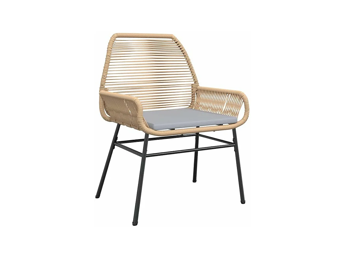 Ensemble à manger jardin coussins 3pcs marron poly rotin verre