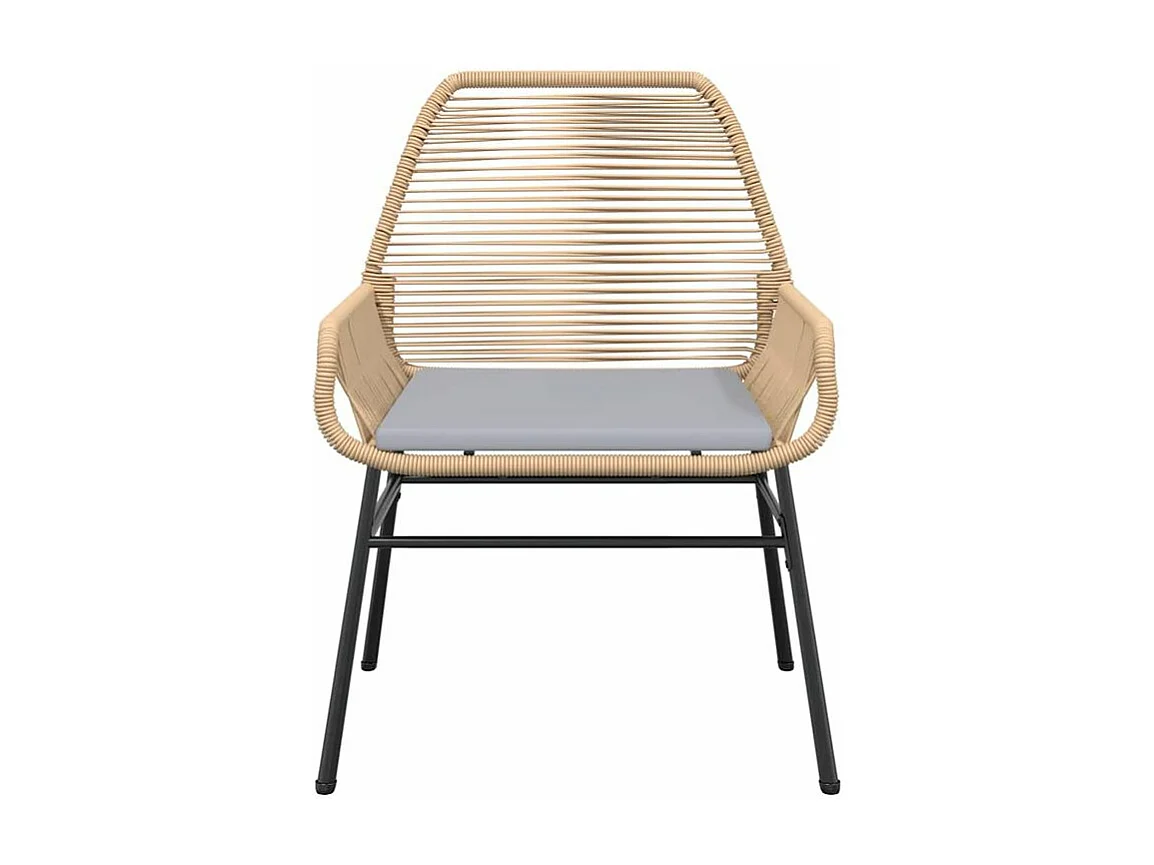 Ensemble à manger jardin coussins 3pcs marron poly rotin verre