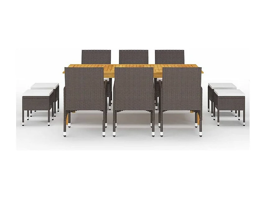 Ensemble à manger de jardin 11 pcs Marron