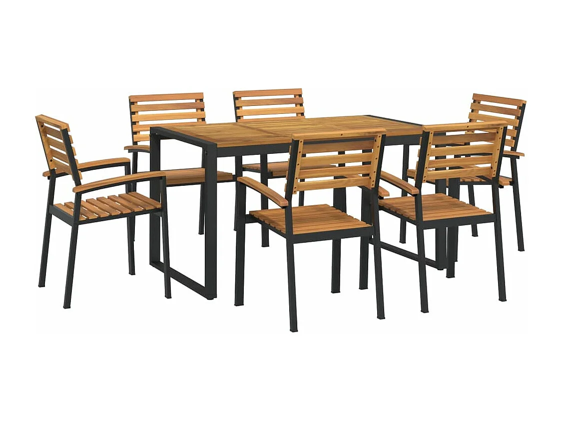 Ensemble à manger de jardin 7 pcs bois d'acacia solide et métal