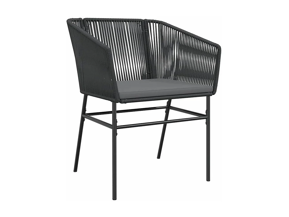 Ensemble à manger de jardin coussins 7pcs noir poly rotin verre