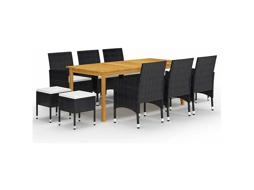 Ensemble de salle à manger de jardin 11 pcs Noir