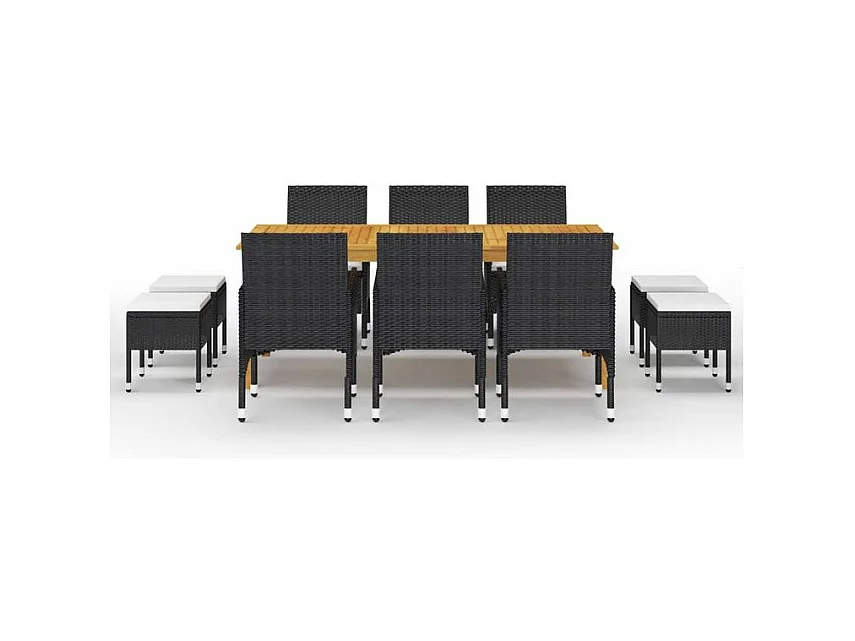 Ensemble de salle à manger de jardin 11 pcs Noir