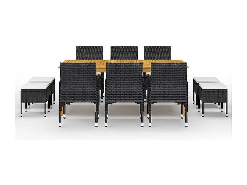 Ensemble de salle à manger de jardin 11 pcs Noir