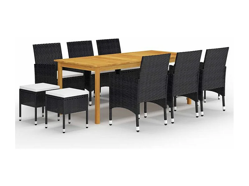 Ensemble de salle à manger de jardin 11 pcs Noir