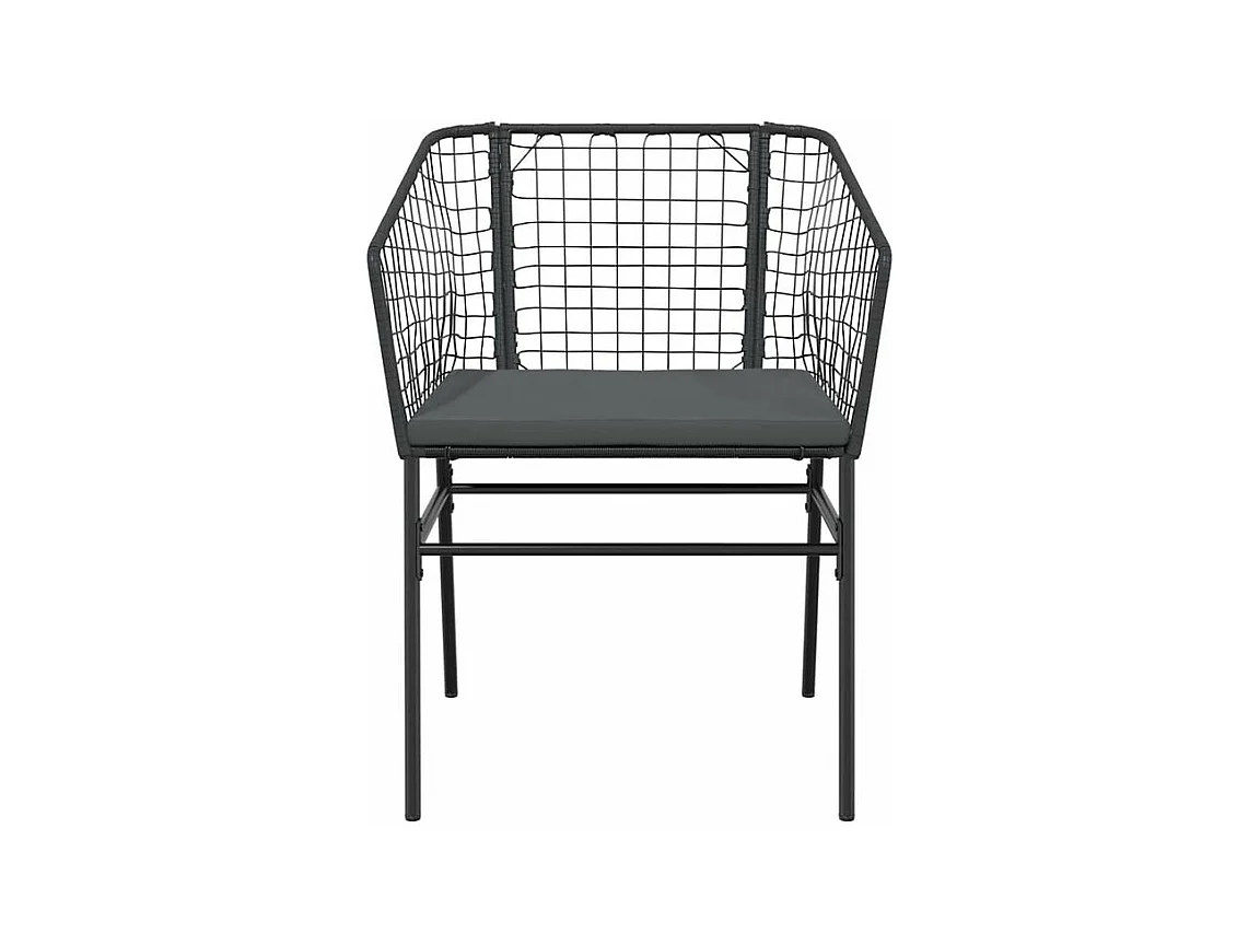 Ensemble à manger de jardin et coussins 5 pcs noir rotin verre