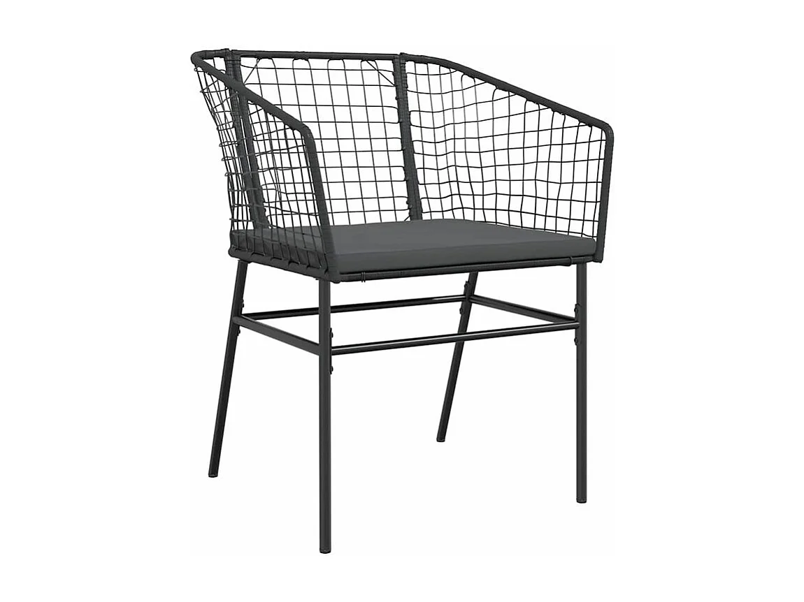Ensemble à manger de jardin et coussins 5 pcs noir rotin verre