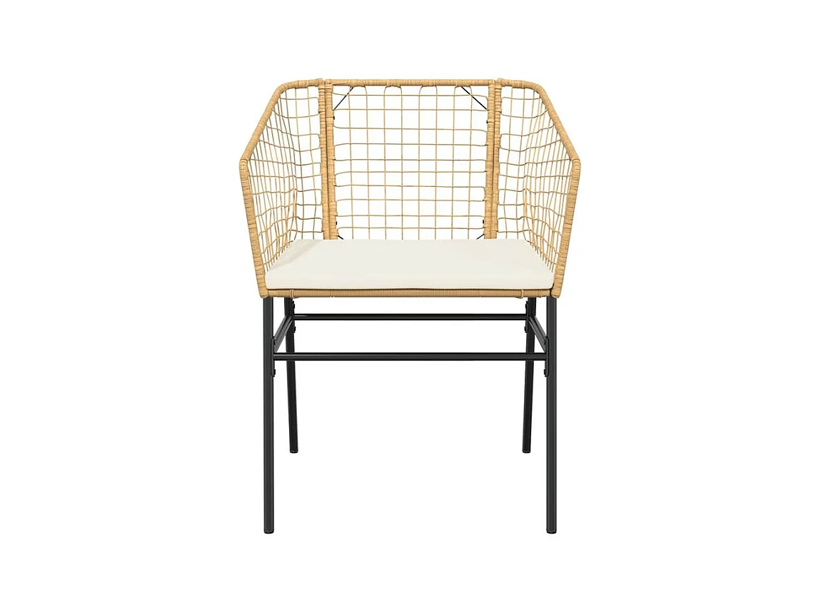 Ensemble à manger jardin coussins 3pcs marron poly rotin verre