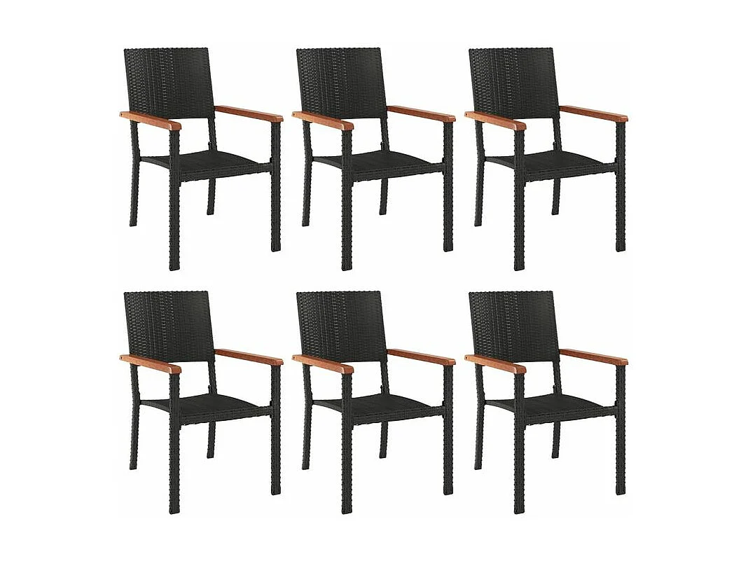 Ensemble à manger de jardin 7 pcs Noir Résine tressée