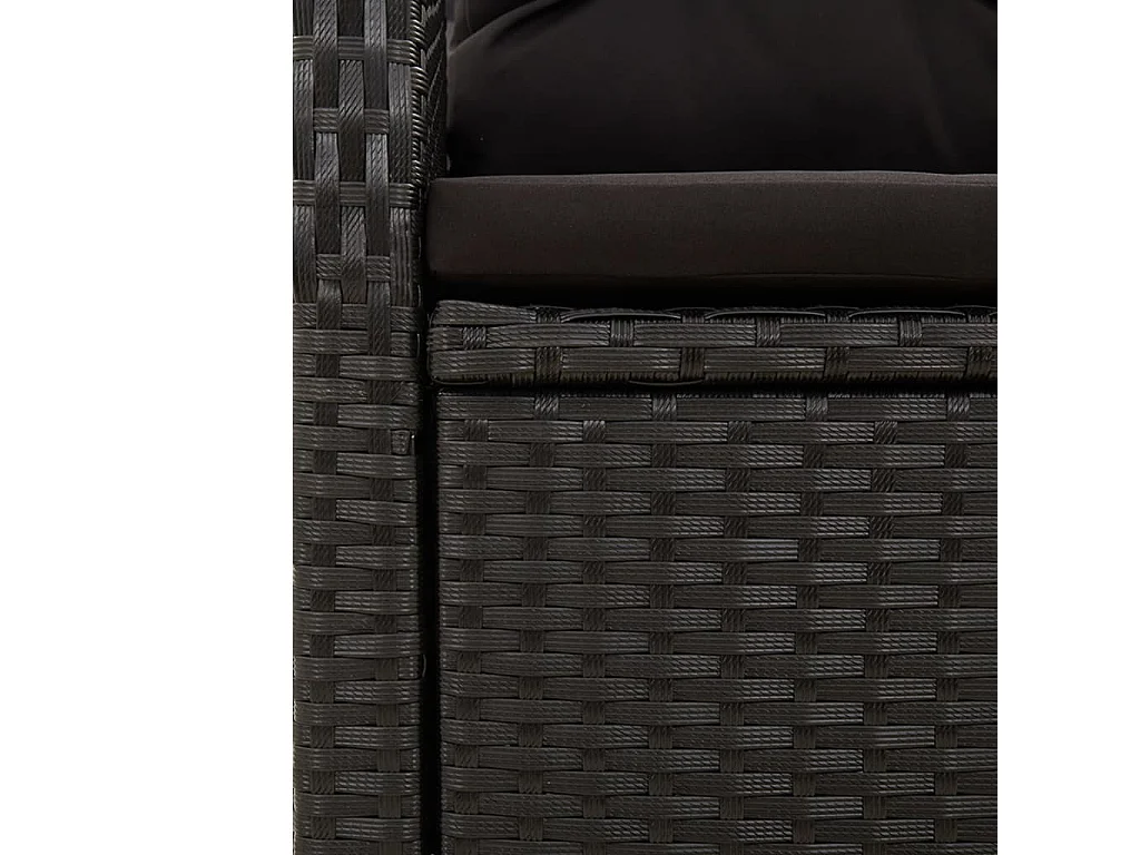 Ensemble à manger de jardin 9pcs coussins noir résine tressée