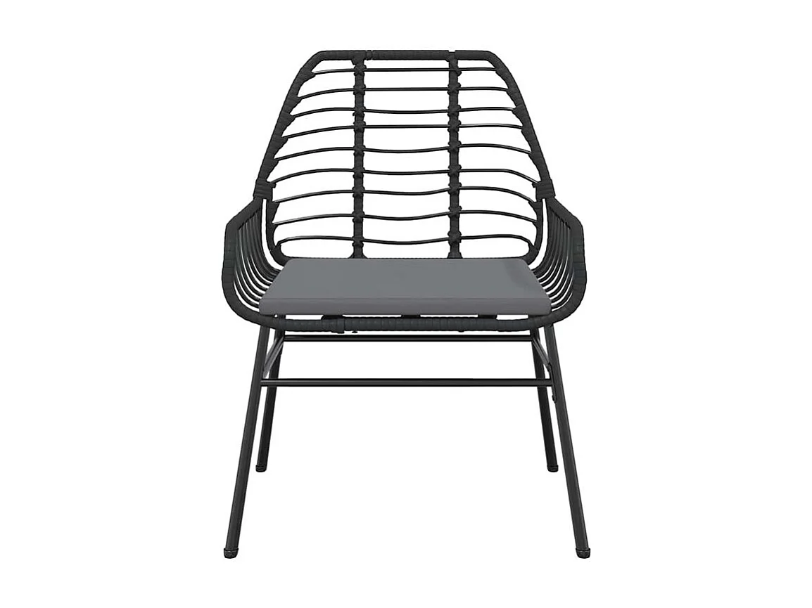 Ensemble à manger de jardin coussins 7pcs noir poly rotin verre