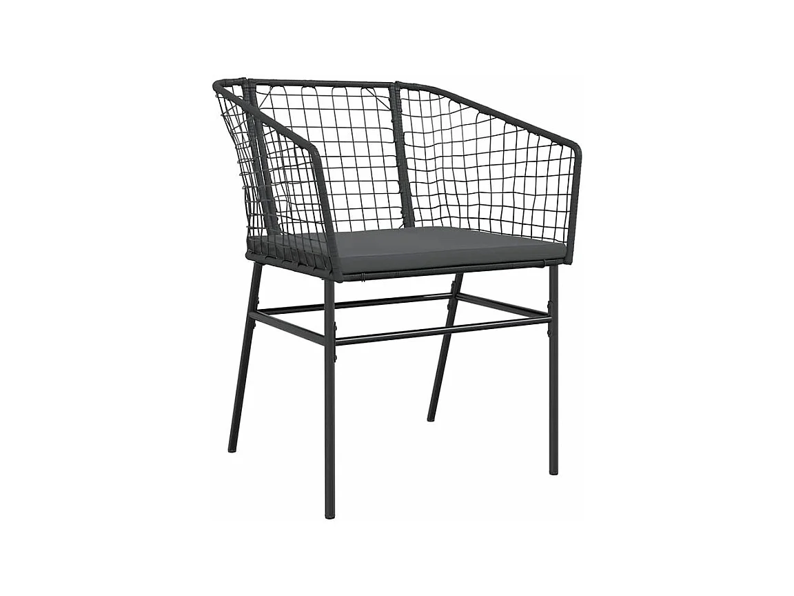 Ensemble à manger de jardin et coussins 5 pcs noir rotin verre