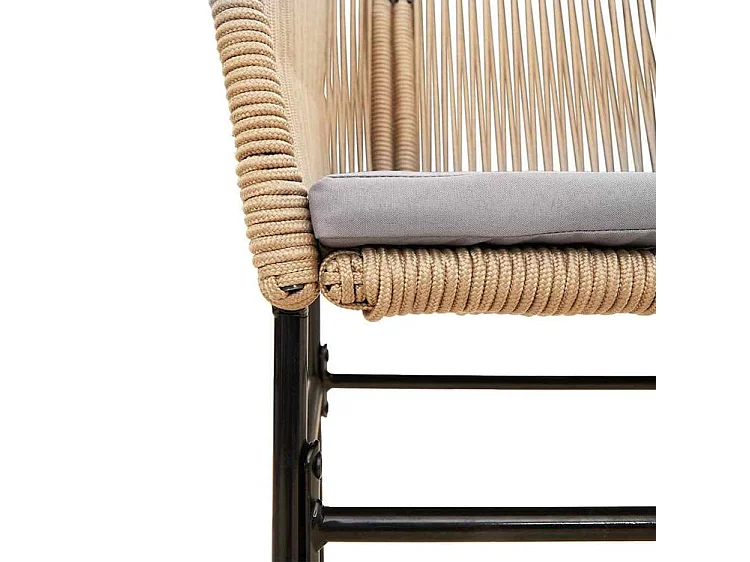 Ensemble à manger jardin coussins 7pcs marron poly rotin verre