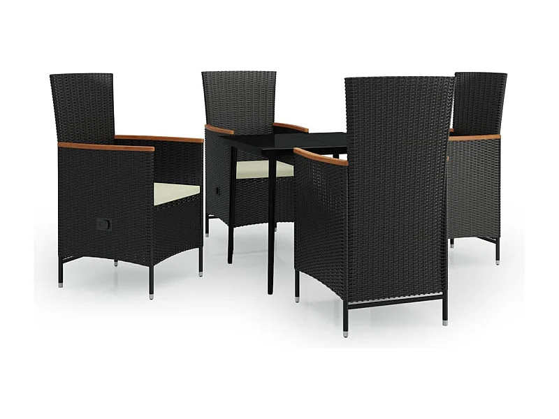 Mobilier de salle à manger de jardin avec coussins 5 pcs Noir 2