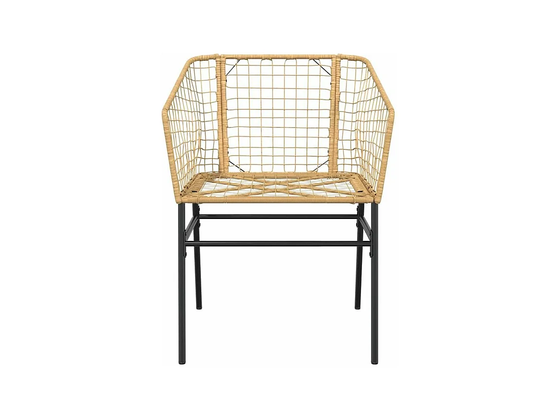 Ensemble à manger de jardin 3pcs marron résine tressée verre