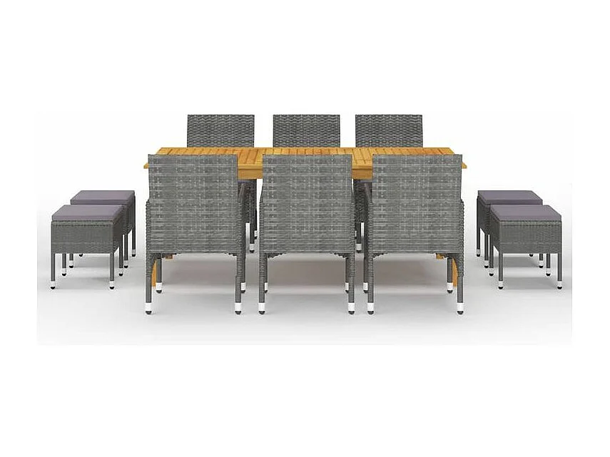 Ensemble de salle à manger de jardin 11 pcs Gris