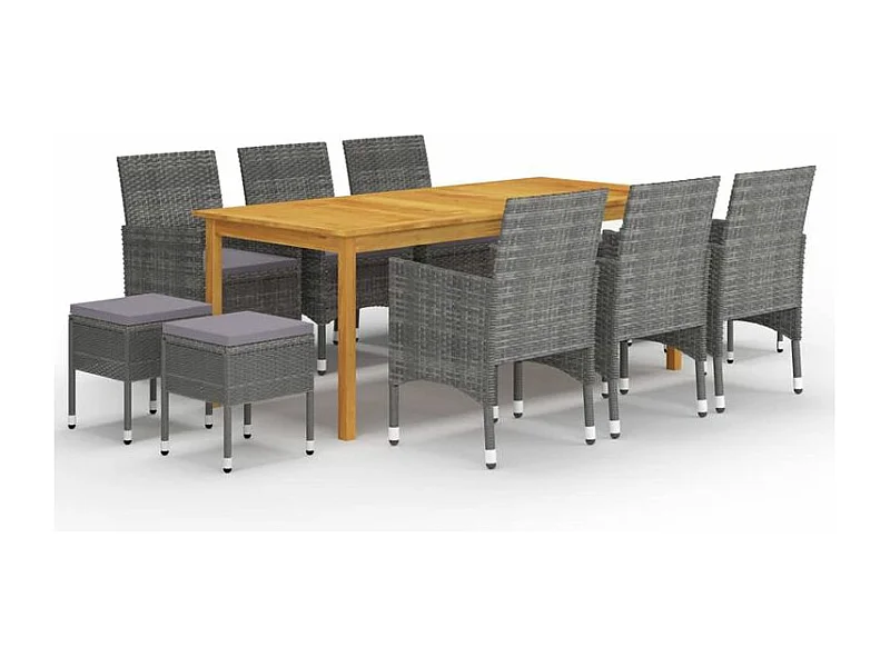 Ensemble de salle à manger de jardin 11 pcs Gris