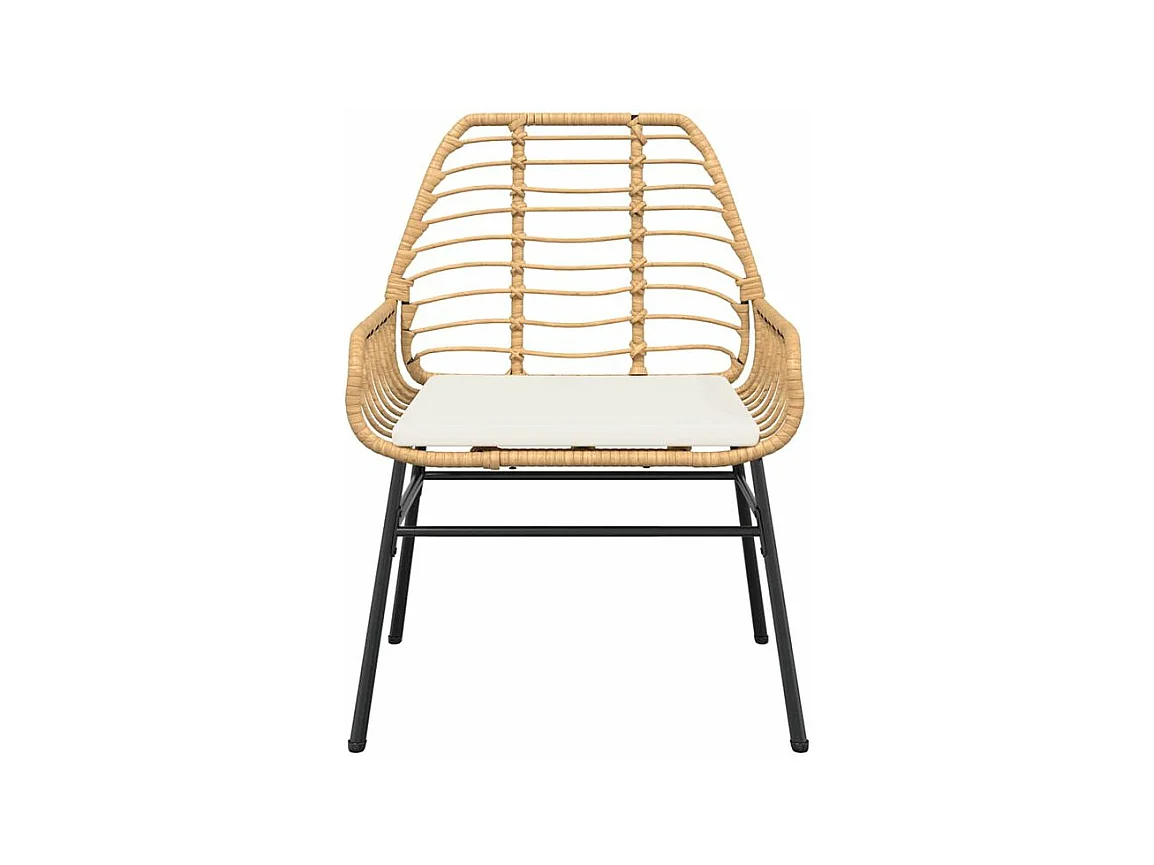 Ensemble à manger jardin coussins 7pcs marron poly rotin verre