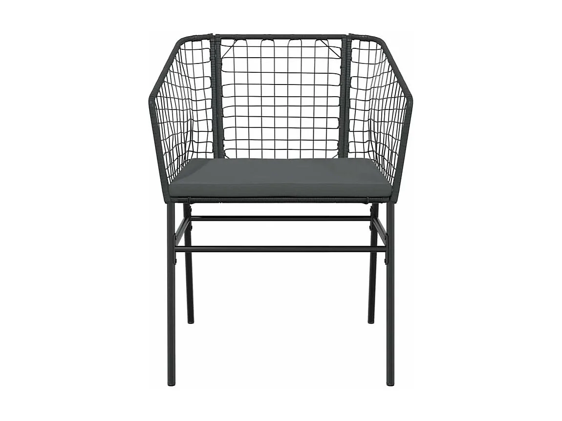 Ensemble à manger de jardin et coussins 3 pcs noir rotin verre