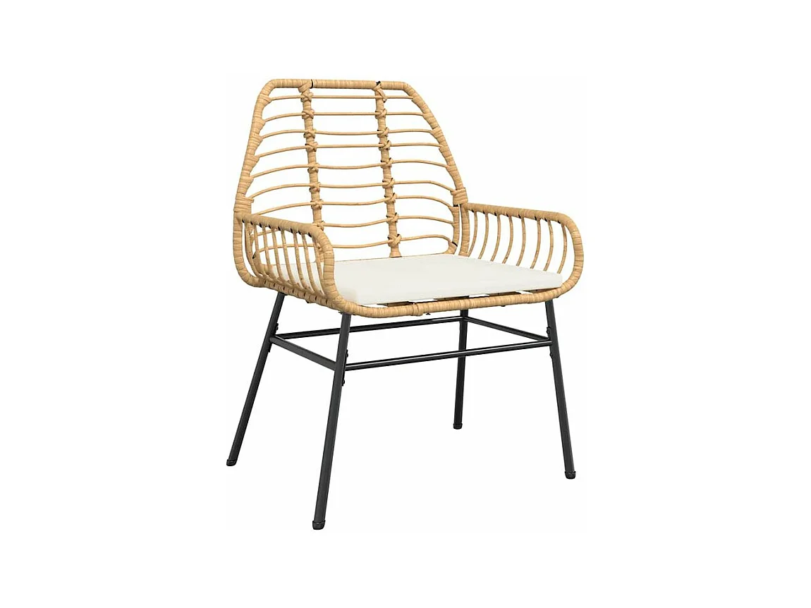 Ensemble à manger jardin coussins 5pcs marron poly rotin verre