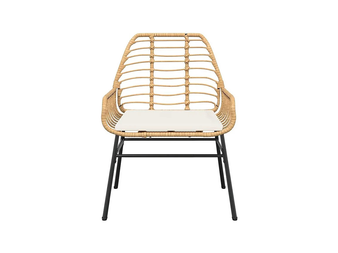 Ensemble à manger jardin coussins 5pcs marron poly rotin verre