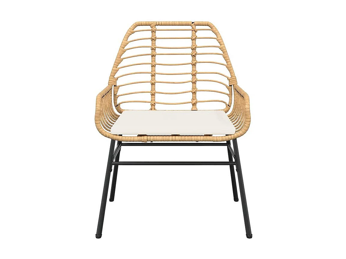 Ensemble à manger jardin coussins 5pcs marron poly rotin verre