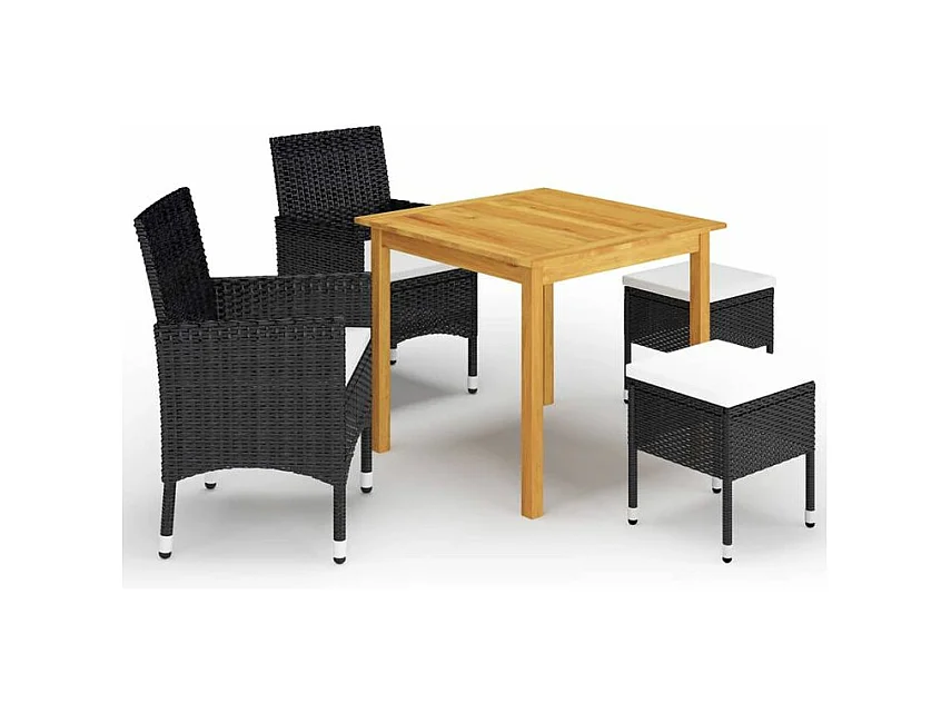 Ensemble de salle à manger de jardin 5 pcs Noir