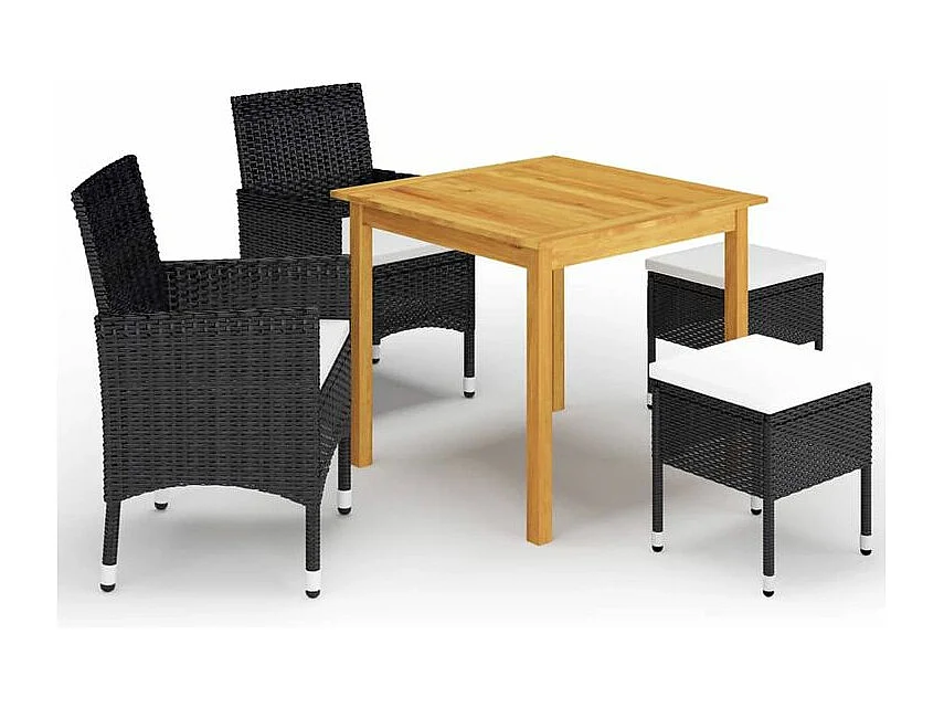 Ensemble de salle à manger de jardin 5 pcs Noir