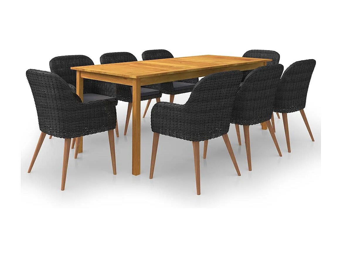 Ensemble de salle à manger de jardin 9 pcs Noir 29