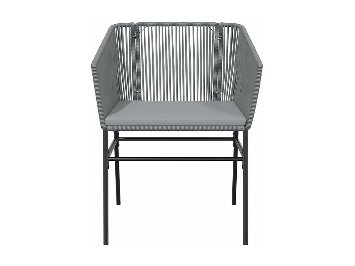 Ensemble à manger jardin coussins 7 pcs gris poly rotin verre