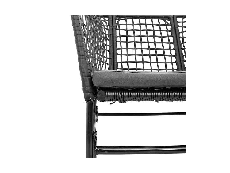 Ensemble à manger de jardin et coussins 5 pcs noir rotin verre