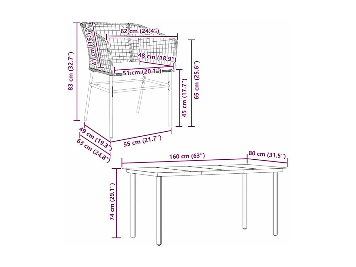 Ensemble à manger de jardin et coussins 5 pcs noir rotin verre