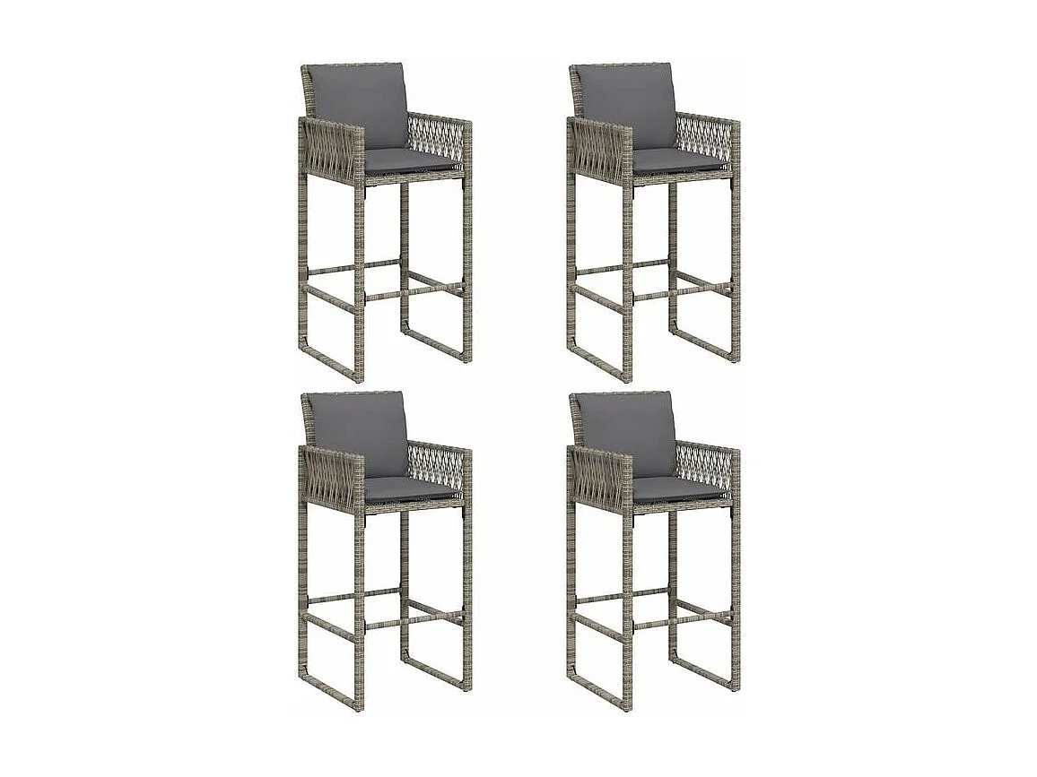 Ensemble de bar de jardin 5 pcs avec coussins gris poly rotin