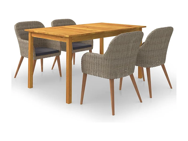 Ensemble de salle à manger de jardin 5 pcs Marron 25