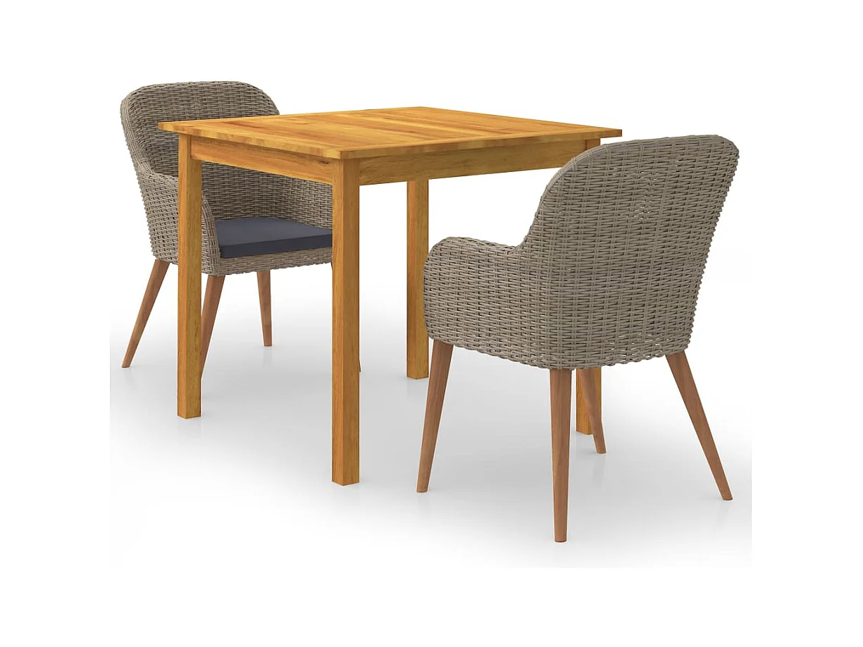 Ensemble de salle à manger de jardin 3 pcs Marron 11