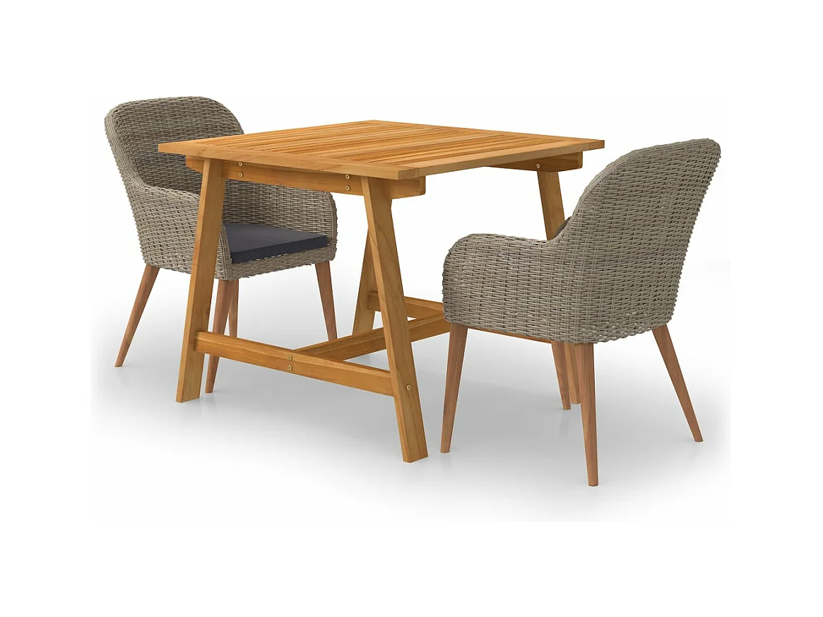 Ensemble de salle à manger de jardin 3 pcs Marron 17