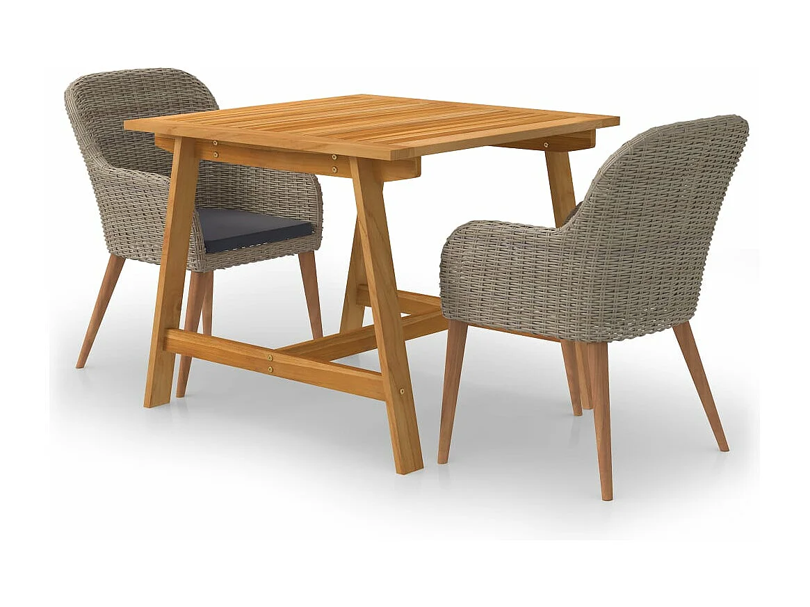 Ensemble de salle à manger de jardin 3 pcs Marron 17