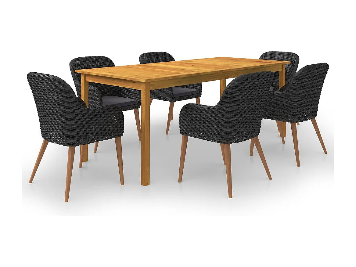 Ensemble de salle à manger de jardin 7 pcs Noir 68