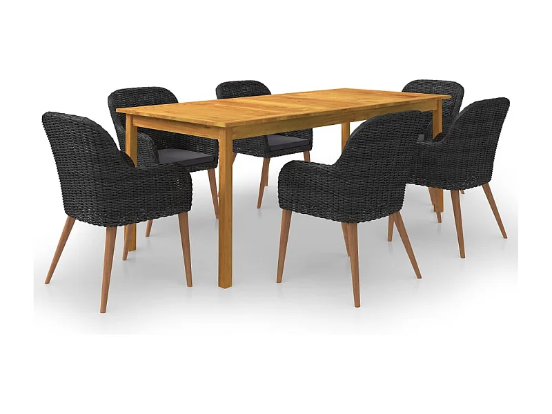 Ensemble de salle à manger de jardin 7 pcs Noir 68