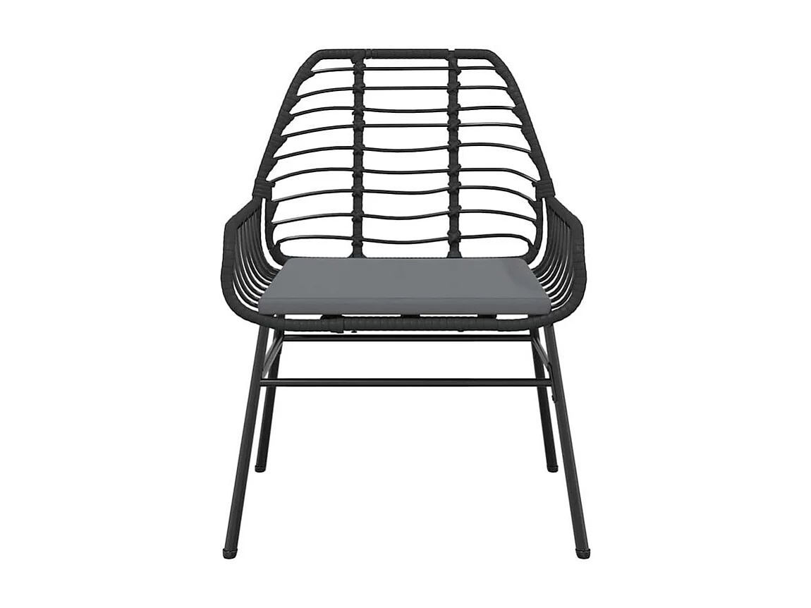 Ensemble à manger de jardin et coussins 5 pcs noir rotin verre