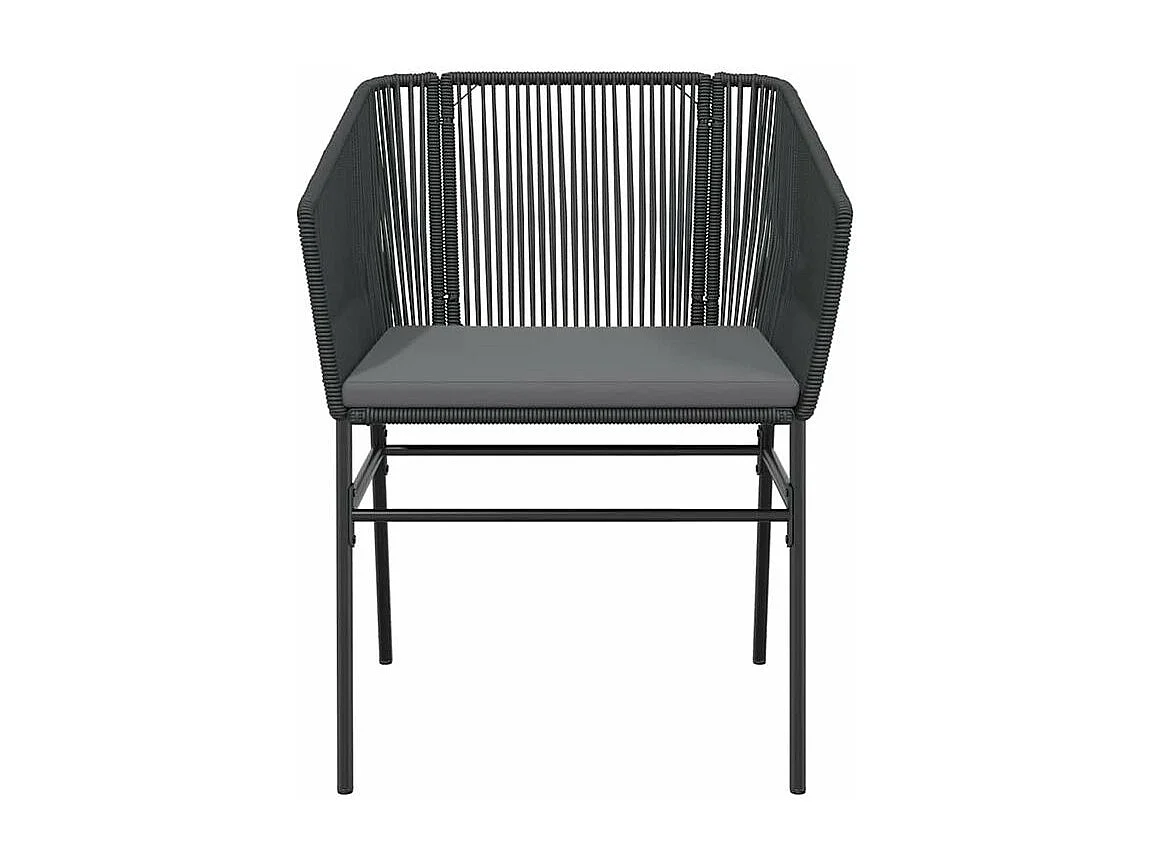 Ensemble à manger de jardin et coussins 5 pcs noir rotin verre