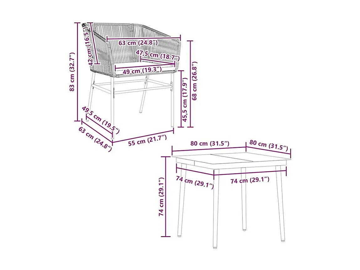 Ensemble à manger de jardin et coussins 5 pcs noir rotin verre