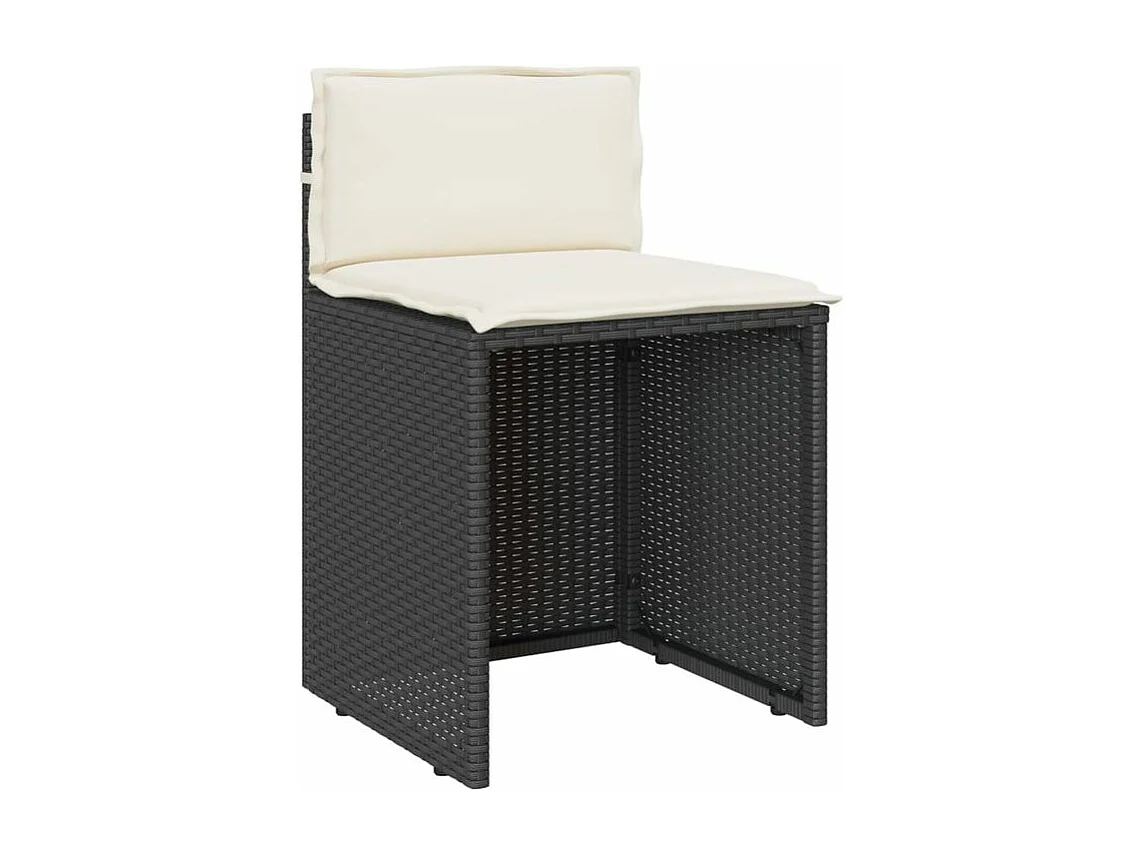 Ensemble de bistro 3 pcs avec coussins noir résine tressée